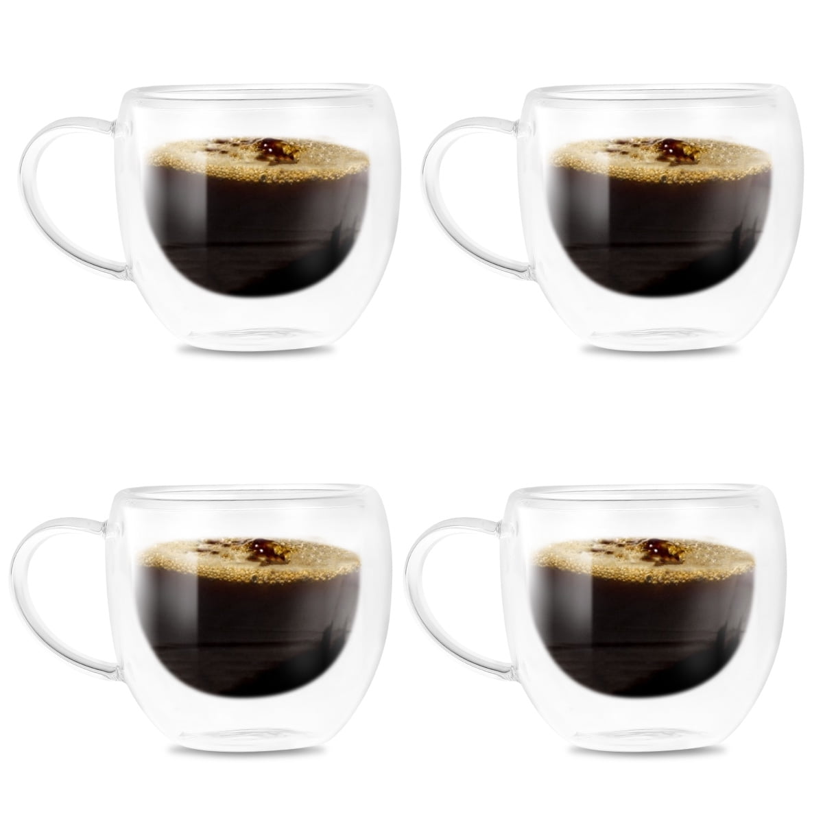 4x Double wall expreso expresso coffee drinking glasses HAND MADE 
