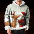 thumbnail image 3 of XUNKUSGA Ugly Christmas Hoodies for Men Cute Christmas Prints Fleece Trim Pullover Hoodies Casual Solid Color Hooded Sweatshirt Women Loose Long Sleeve Plain Hoodies S-2XL Brown, 3 of 8