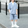thumbnail image 2 of KyCheLot Boys Summer Suit School Uniforms Short Sleeve Formal Jackets and Dress Shorts with Pockets Set 1-12 Years, 2 of 7
