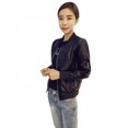 thumbnail image 2 of Autumn Winter Casual Slim Solid PU Jacket Coat Outwear Women Fashion Zipper Tops Outerwear, 2 of 5