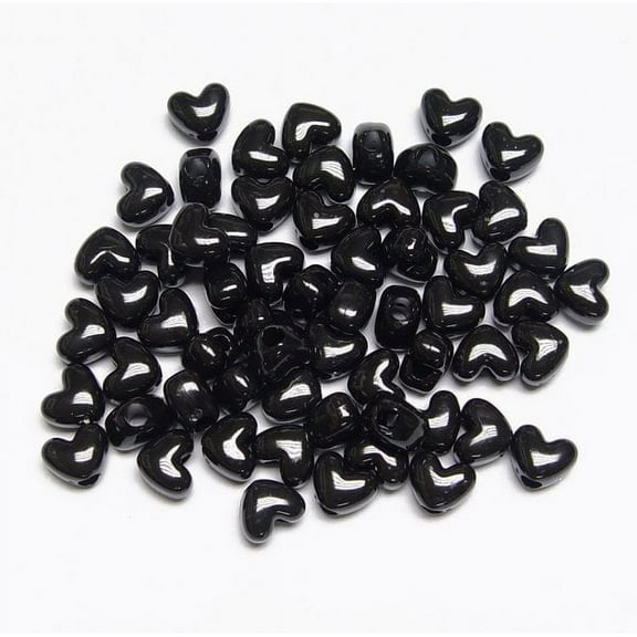 JOLLY STORE Crafts Opaque Black Heart Shaped Pony Beads, Made in USA