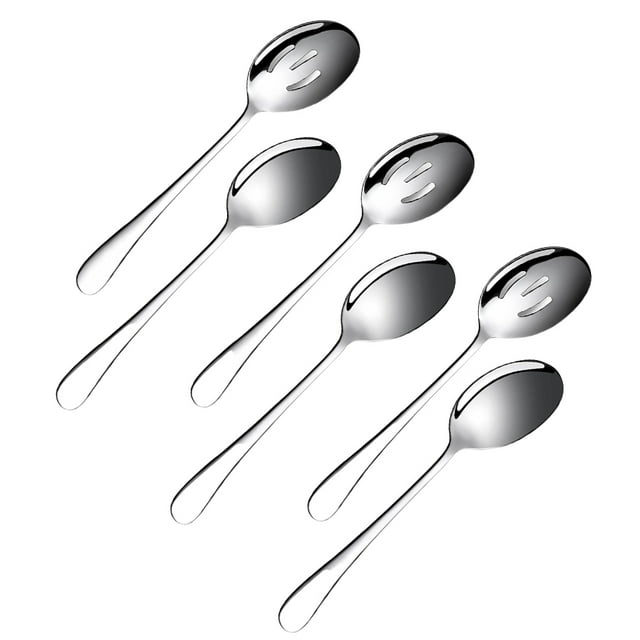Bearachild Juego de cucharas para servir, ligero y portátil, almacenamiento práctico, Idea de regalo, servicio de acero inoxidable Cocina y Comedor Plata
