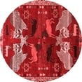 thumbnail image 1 of Ahgly Company Indoor Round Animal Red Traditional Area Rugs, 4' Round, 1 of 4