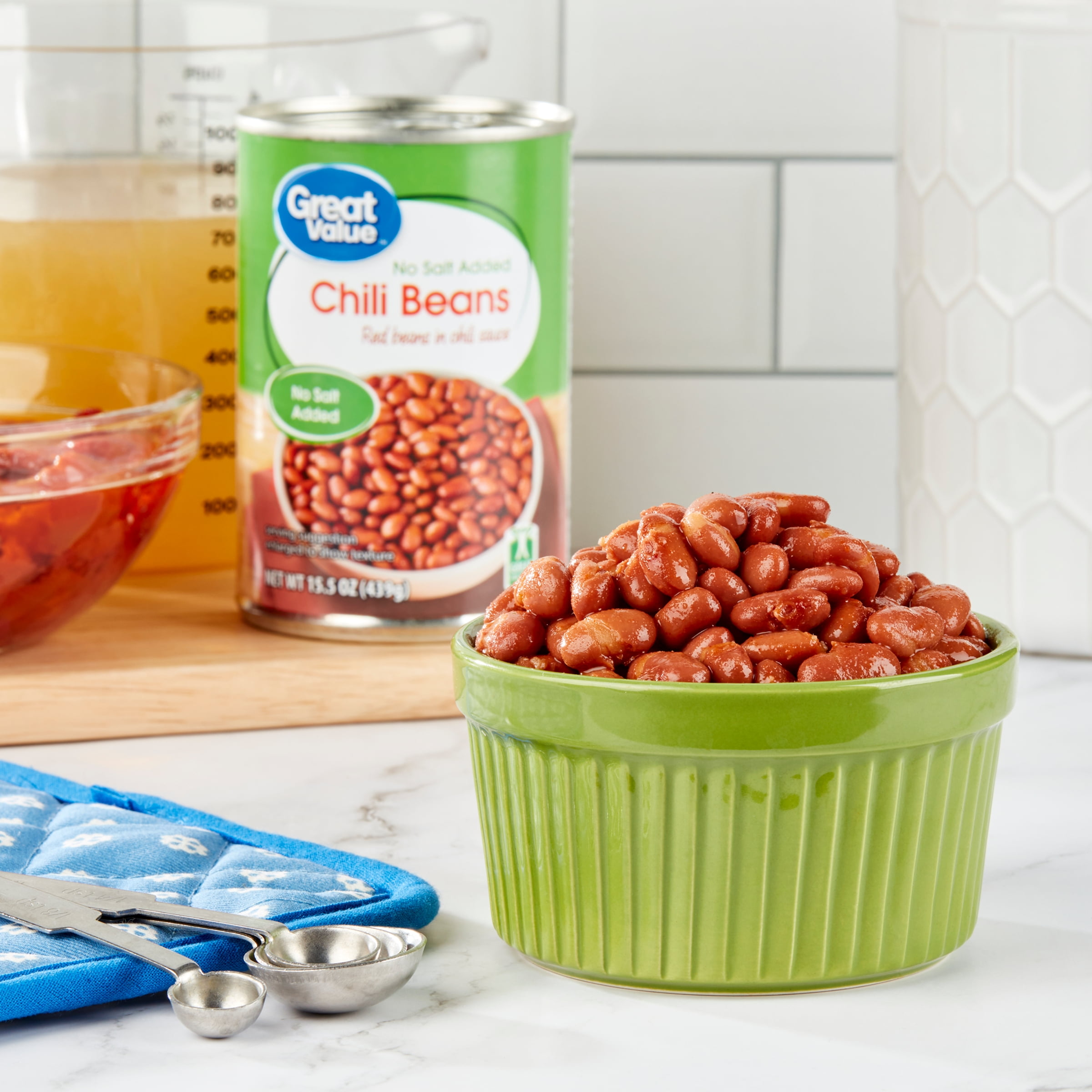 (12 pack) Great Value, No Salt Added Chili Beans, 15.5 oz Can