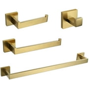 VELIMAX Premium Stainless Steel 4 Pieces Bathroom Hardware Accessories Set Wall Mounted Towel Bar Set, Brushed Gold, 23.6-Inch