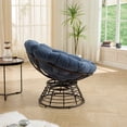 thumbnail image 6 of S-HOME Ergonomic Brown Frame Wicker Papasan Chair with Thick Cushion, 360 Degree Swivel for Living Room & Outdoors, Navy Blue, 6 of 14