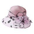 thumbnail image 6 of XINPING Women's Floral Lace Sun Hat, Elegant Wide Brim Tea Party Hat with Flower Embellishments for Events, Weddings and Beach Vacation, 6 of 8