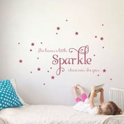 She Leaves a Little Sparkle Girls Room Vinyl Wall Decal Sticker Inspirational Quote with Stars