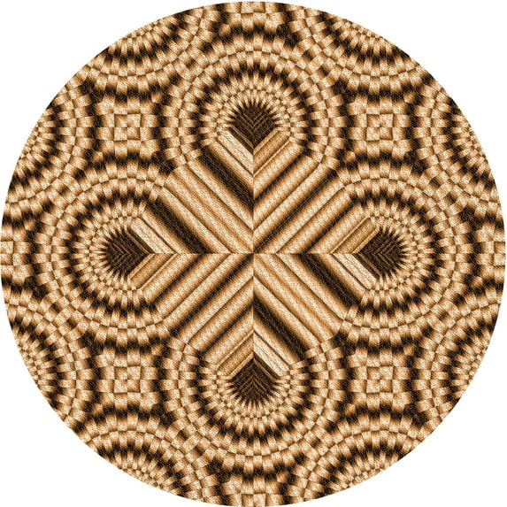 Ahgly Company Indoor Round Patterned Yellow Orange Area Rugs, 5' Round