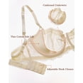 thumbnail image 3 of Exerin Women's Lace Bra Unlined Underwire Sheer Demi Balconette Bras(38DD,Nude), 3 of 6