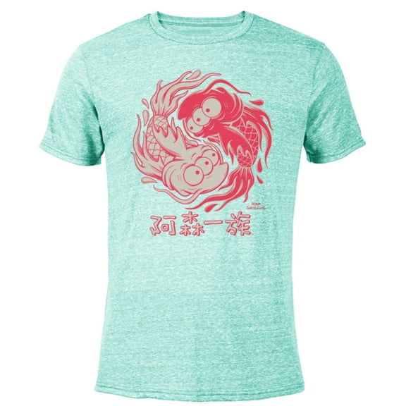 The Simpsons Koi Blinky Yin Yang Japanese - Short Sleeve Blended T-Shirt for Adults – Customized-Ocean Blue