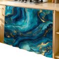 thumbnail image 2 of Teal Blue Marble Cabinet Curtain 35"Wx35"L,Dustproof Under Sink Skirt with Self Adhesive Tape,Ink Painting Modern Abstract Yellow Cabinet Curtain Cover for Kitchen Sink,Bathroom Vanity,Laundry Room, 2 of 9