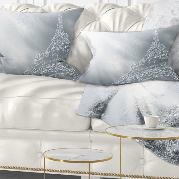 Designart Paris Eiffel TowerArt Background - Throw Pillow - 12x20