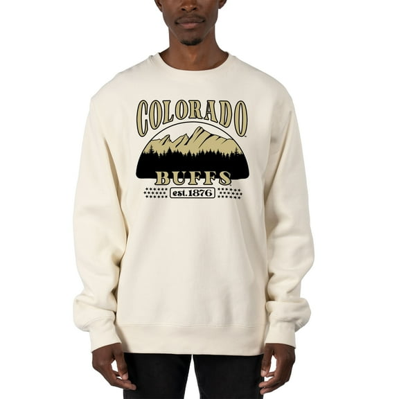 Men's Uscape Apparel Cream Colorado Buffaloes Premium Heavyweight Pullover Sweatshirt