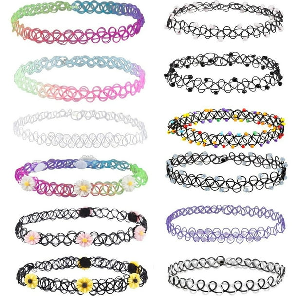 Conjunto de cadena de cuello gótica de joyería, collar gargantilla, cadena de clavícula de encaje