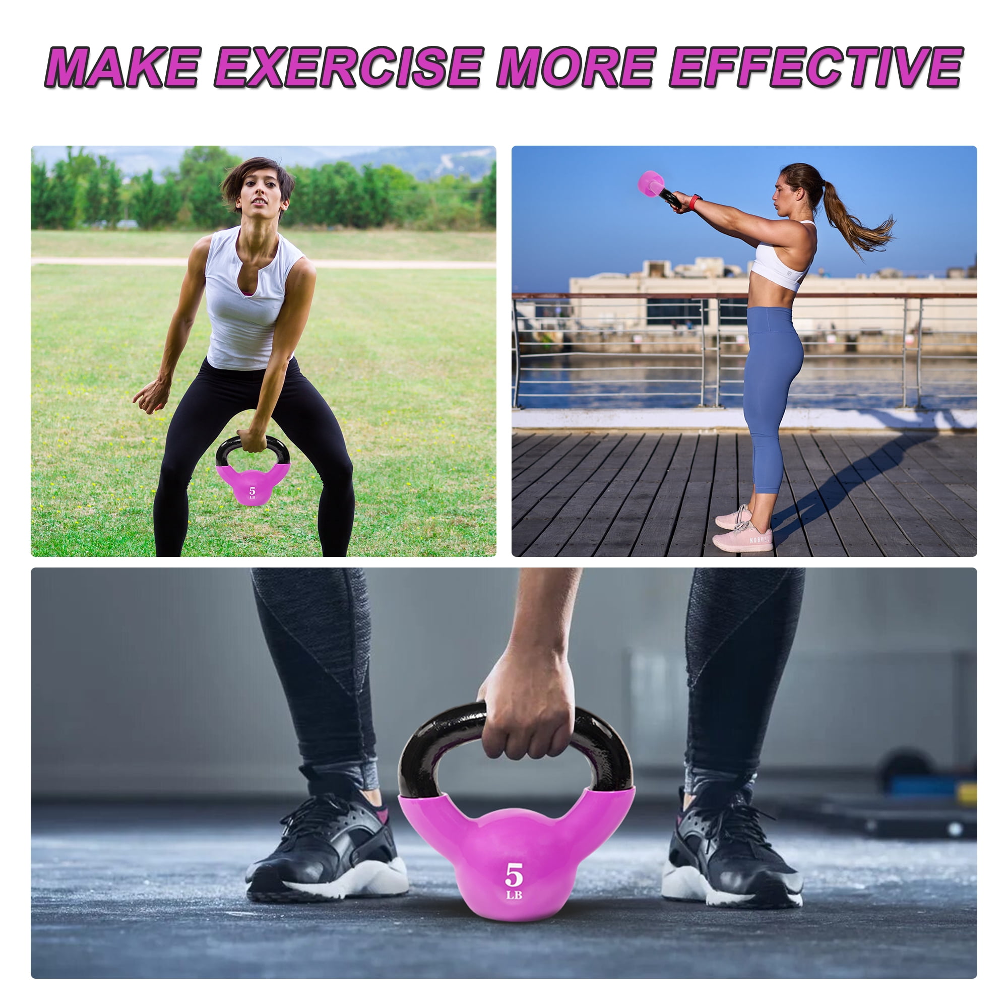 BalanceFrom All-Purpose Color Vinyl Coated Kettlebells, 5 lbs