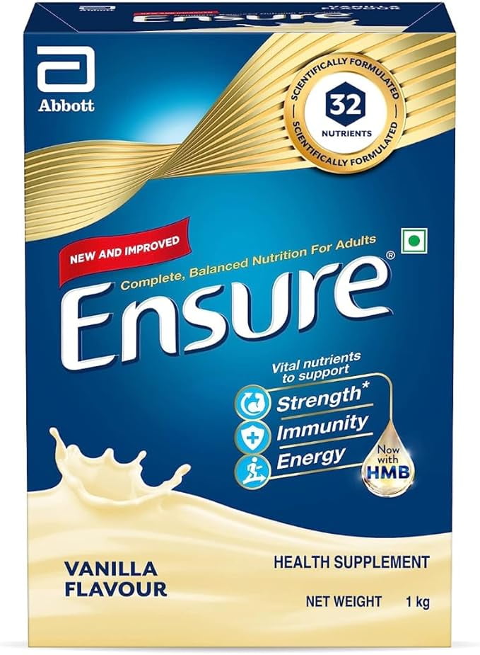 Ensure Powder Complete Balanced Nutrition for Adults, Vanilla Flavour, 1 kg (pack of 10)