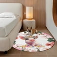 thumbnail image 3 of Spring Floral Pig Round Area Rugs Collection 3', Elegant Pink Botanical Non Slip Indoor Circular Throw Runner Rug Floor Mat Carpet for Living Room Dining Table Bedroom Nursery, 3 of 9