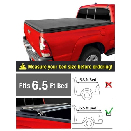 1pc Black Hard Four-Fold Tonneau Cover Fit 2014-2018 Silverado/Sierra 6.5' Fleetside Bed