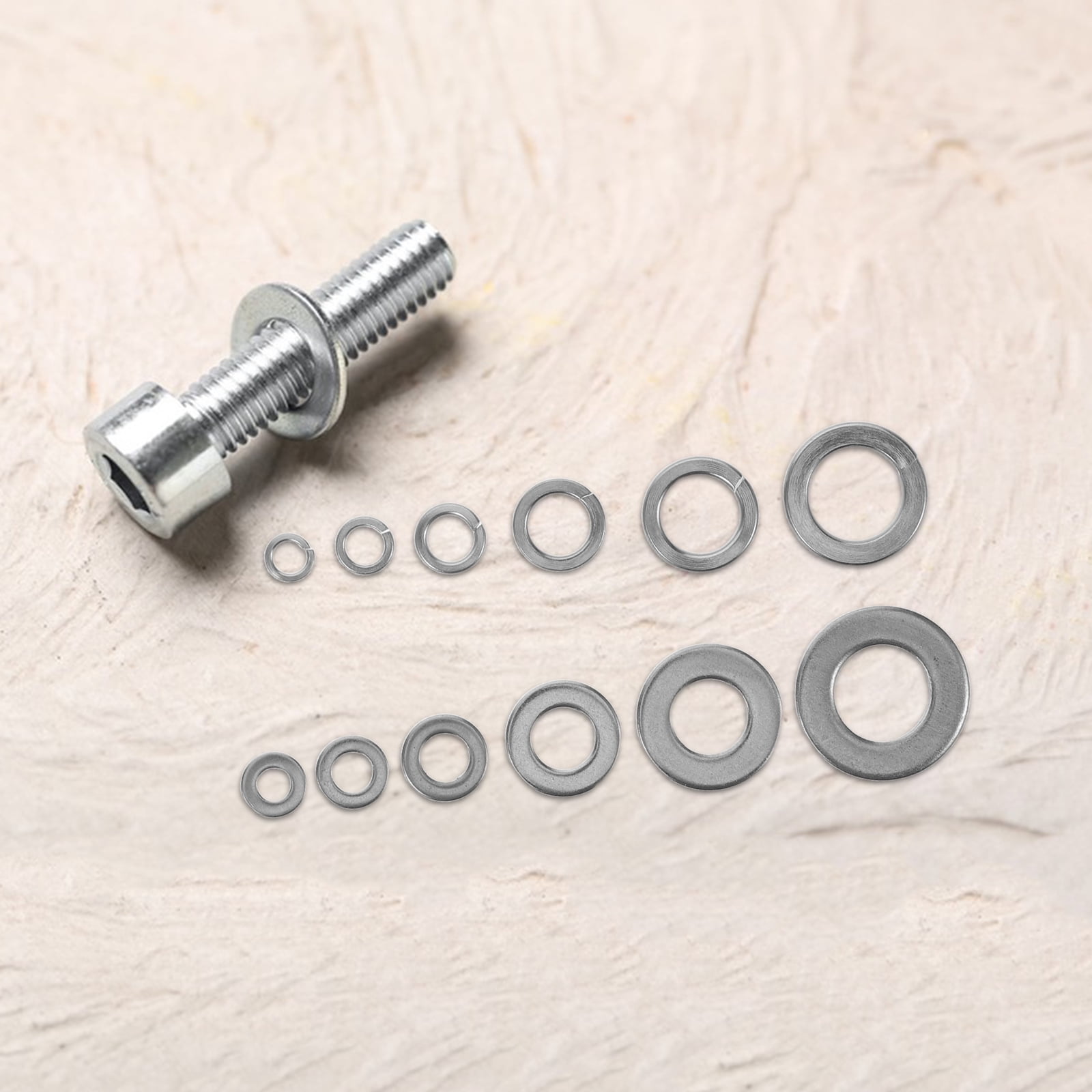 KALLORY 790Pcs Metal Flat Washers Assortment Silver Stainless Steel for Plumbing and Furniture