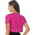 thumbnail image 3 of TiaoBug Women Shiny Sequin Jacket Short Sleeve Glitter Cropped Blazer Bolero Shrug Top, 3 of 7