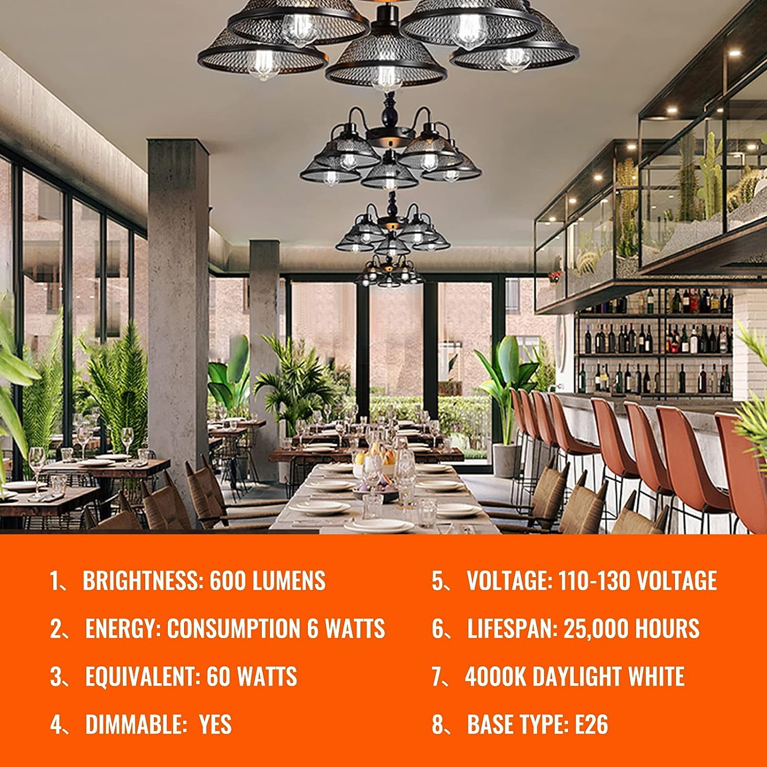 OMED Fishbone Filament LED Edison Bulbs, 60 Watt Equivalent ST64 E26 Dimmable Vintage Light Bulbs, 600Lumen 4000K Daylight White Spiral Old Fashioned Light Bulbs for Dining Room and Island Kitchen