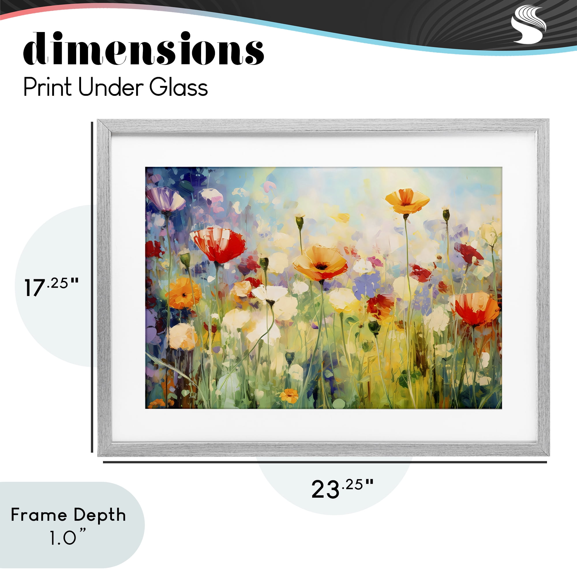Stupell Industries Sunlit Meadow of Colorful Blooms Gray Framed Print Under Glass, design by Creative Studio
