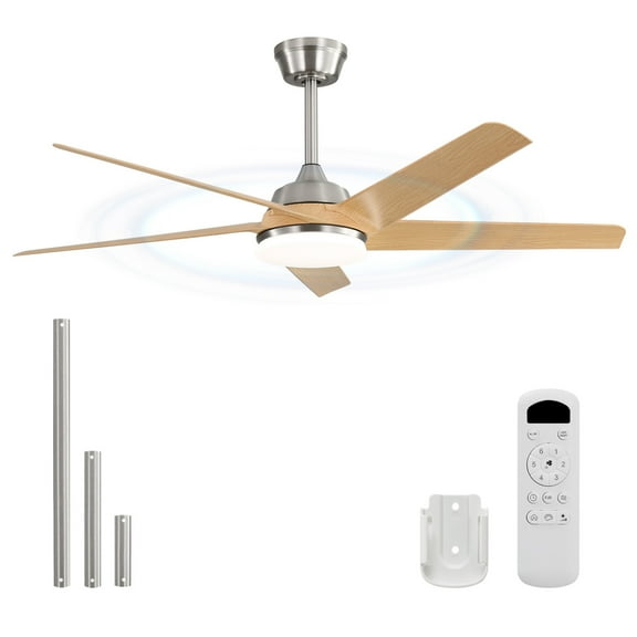 Sofucor 52 inch Ceiling Fan with Light and Remote Control, 5 ABS Blades Reverse Airflow, Ceiling Fan for Bedroom Living Room Indoor Outdoor Farmhouse Patio