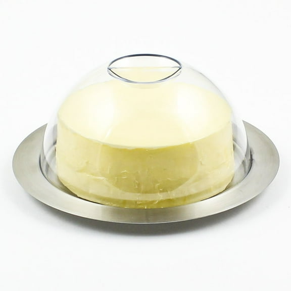 Zoie   Chloe Stainless Steel Round Butter Dish with Easy to Hold Lid