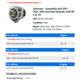 thumbnail image 2 of Alternator - Compatible with 2001 - 2003, 2005 Chevy Silverado 1500 HD 6.0L V8 2002, 2 of 2