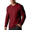 thumbnail image 2 of LEKWK Men's Casual Long Sleeve T-Shirts Crewneck Basic Pullover Tops Classic Fit Lightweight Breathable Athletic Activewear for Fall Workout Gym Wear Wine XXL, 2 of 8