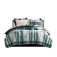 thumbnail image 2 of Noaman 9-Piece Full Plaid Comforter Set with Bed Sheets, Teal/Black, Microfiber, Includes Comforter, Shams, Sheets, Pillowcases, 2 of 12