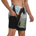 thumbnail image 2 of Daiia Clear Sky Mountain Red Dragon Mens Swim Trunks Swim Shorts Quick Dry Swim Shorts with Mesh Lining Pockets-Small, 2 of 9