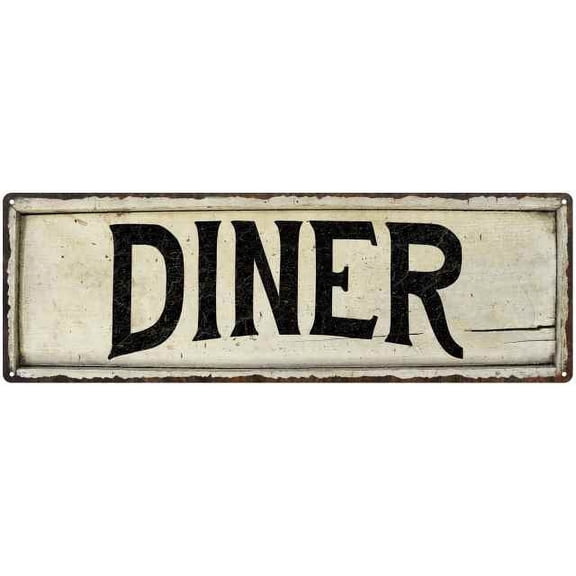 DINER Farmhouse Style Wood Look Sign Gift 6x18 Metal Decor 106180028143