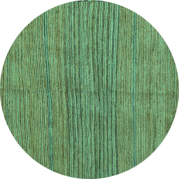 Ahgly Company Indoor Round Oriental Turquoise Blue Modern Area Rugs, 5' Round