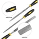 thumbnail image 2 of Juego de 6 limas de aguja con mango de metal, 4 limas de metal pequeñas de 160 mm: planas, planas, cuadradas, triangulares, redondas y semicirculares para trabajar la madera y el metal, 2 of 5