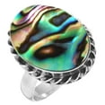 thumbnail image 1 of 925 Silver Ring For Women - Men Multicolor Natural Abalone Shell Stone Silver Ring Size 7.5 Simple Silver Ring Size 7.5 Gift For Girl Friend On Birthday 925 Gemstone Silver Jewelry, 1 of 6