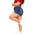 thumbnail image 4 of QERINTE Plus Size Blue Shorts for Women Stretchy High Waisted Denim 14 to 22, 4 of 6