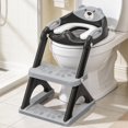 thumbnail image 1 of Asiento de entrenamiento para ir al baño SKYROKU con escalera ajustable y seguro, 1 of 8