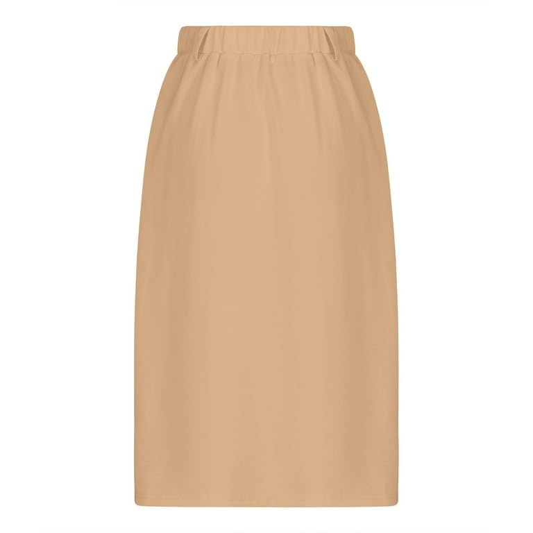 Khaki pleated skirt knee length hotsell