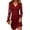 Red, variant on Women’s Long Sleeve Lace Patchwork V Neck Ruched Bodycon Mini Dress Elegant Sheath Slim Fit Party Wear Red S