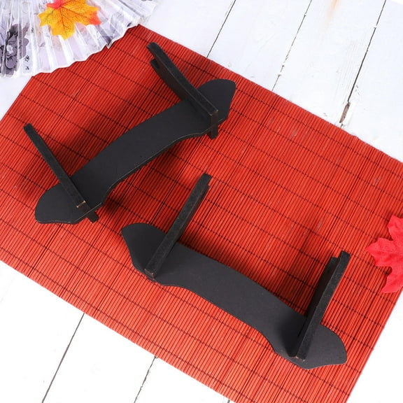 STOBOK 2pcs Sword Holder Rack Wood Display for Christmas Black
