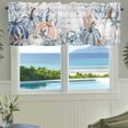 thumbnail image 3 of Thanksgiving Coastal Farmhouse Short Window Curtain Valances, Autumn Pumpkin Coral Blue Starfish Rod Pocket Kitchen Valances for Living Room Bedroom Bathroom Cafe 60" x 18", 3 of 8