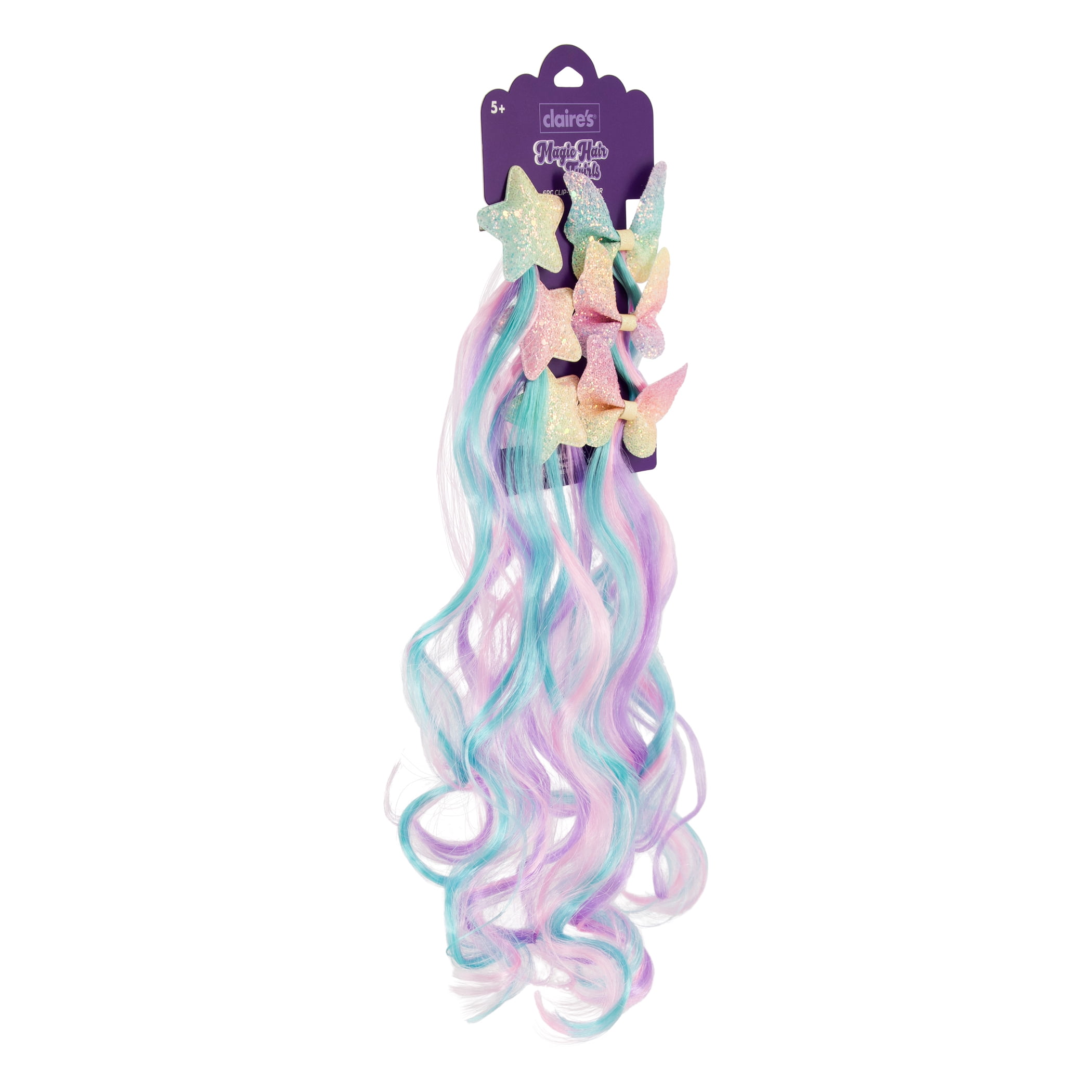 Claire's Ombre Colored Faux Hair Extensions 6 Pcs