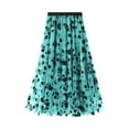 thumbnail image 4 of Gibobby faldas aesthetic Falda de malla larga elástica de cintura alta para mujer primavera verano plisada para mujer(Azul, L), 4 of 5