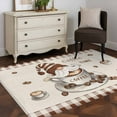 thumbnail image 4 of Farmhouse Coffee Area&nbsp;Rug 4x6ft Time Gnome Beans Brown Plaid Country Non-Slip&nbsp;Washable Square&nbsp;Rugs Soft Felt Indoor Floor Mat for Bedroom Kitchen Living Room Bathroom, 4 of 9