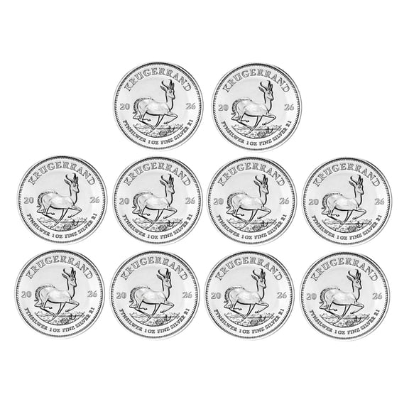 2026 1 oz South African Silver Krugerrand Coin BU - Lot of 10
