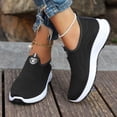 thumbnail image 2 of YHAJDS Women Slip On Wedge Flats Plus Size Solid Color Knit Mesh Breathable Daily Work Outdoor Shoes, 2 of 9