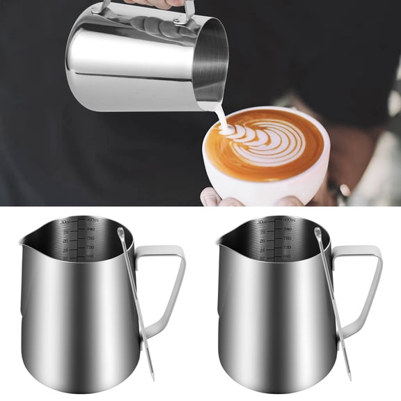 Ikoopy Milk Frothing Pitcher Kit Versatile Solid Stainless Steel Coffee Pitcher Set Easy to Clean Latte Art Barista Steam Jug Cup for Coffee Bar