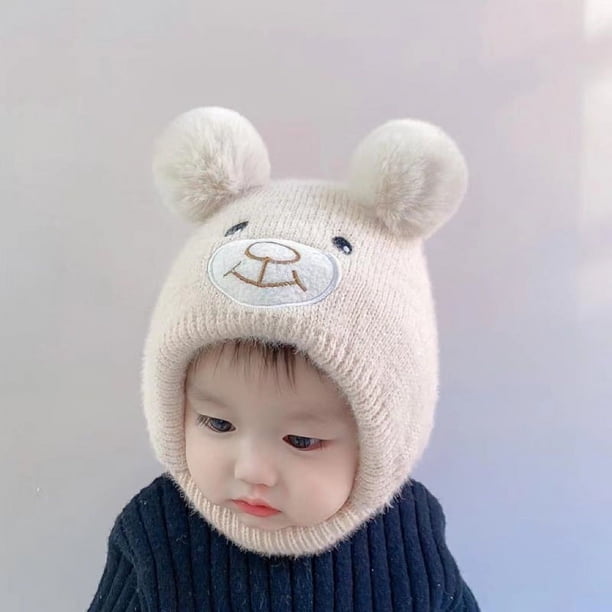 Gorro de bebé otoño e invierno lindo para niños Gorro de lana de invierno para bebés Gorro de punto con protección para los oídos para bebés